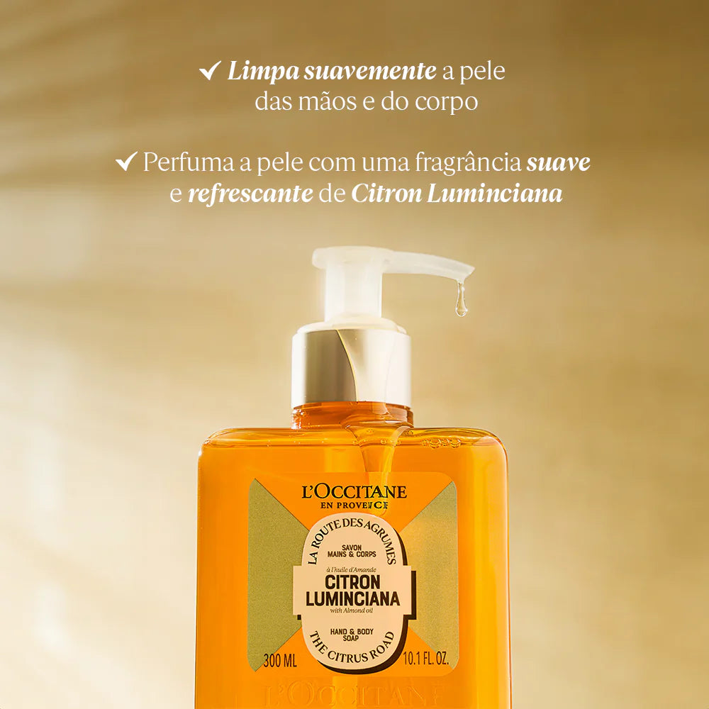 Sabonete Líquido Corpo e Mãos Amêndoa Citron Luminciana 300ml